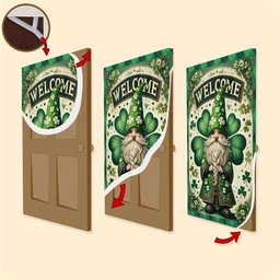 Gnome Lucky Door Cover, Patricks Day Home Door, Patrick Day Home Decor