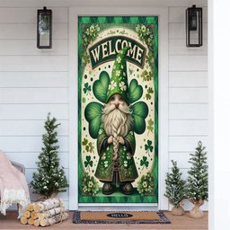 Gnome Lucky Door Cover, Patricks Day Home Door, Patrick Day Home Decor