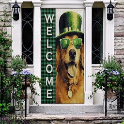 St Patrick's Day Golden Retriever Door Cover, St Patrick's Day Dog Clover Door Cover, Patricks Day Home Door