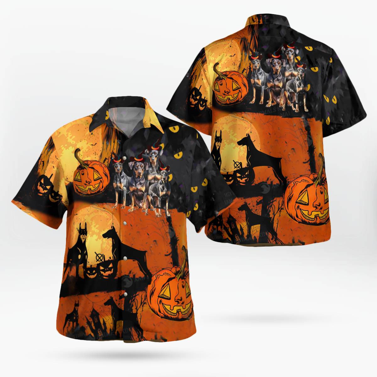 Doberman Halloween AOP Hawaii Shirt