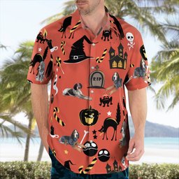 Bluetik coonhound Halloween AOP Hawaii Shirt