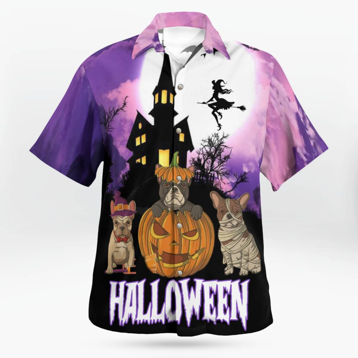 Boston Terrier Halloween AOP Hawaii Shirt