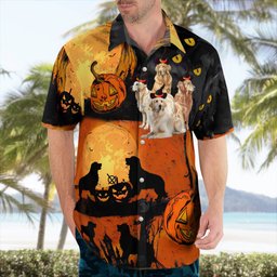 Golden Retriever Halloween AOP Hawaii Shirt