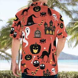 Black Cat Halloween AOP Hawaii Shirt