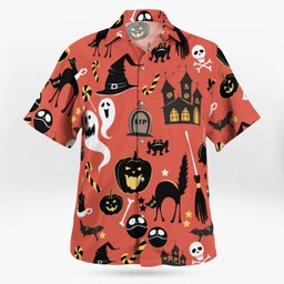 Black Cat Halloween AOP Hawaii Shirt