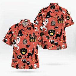 Black Cat Halloween AOP Hawaii Shirt