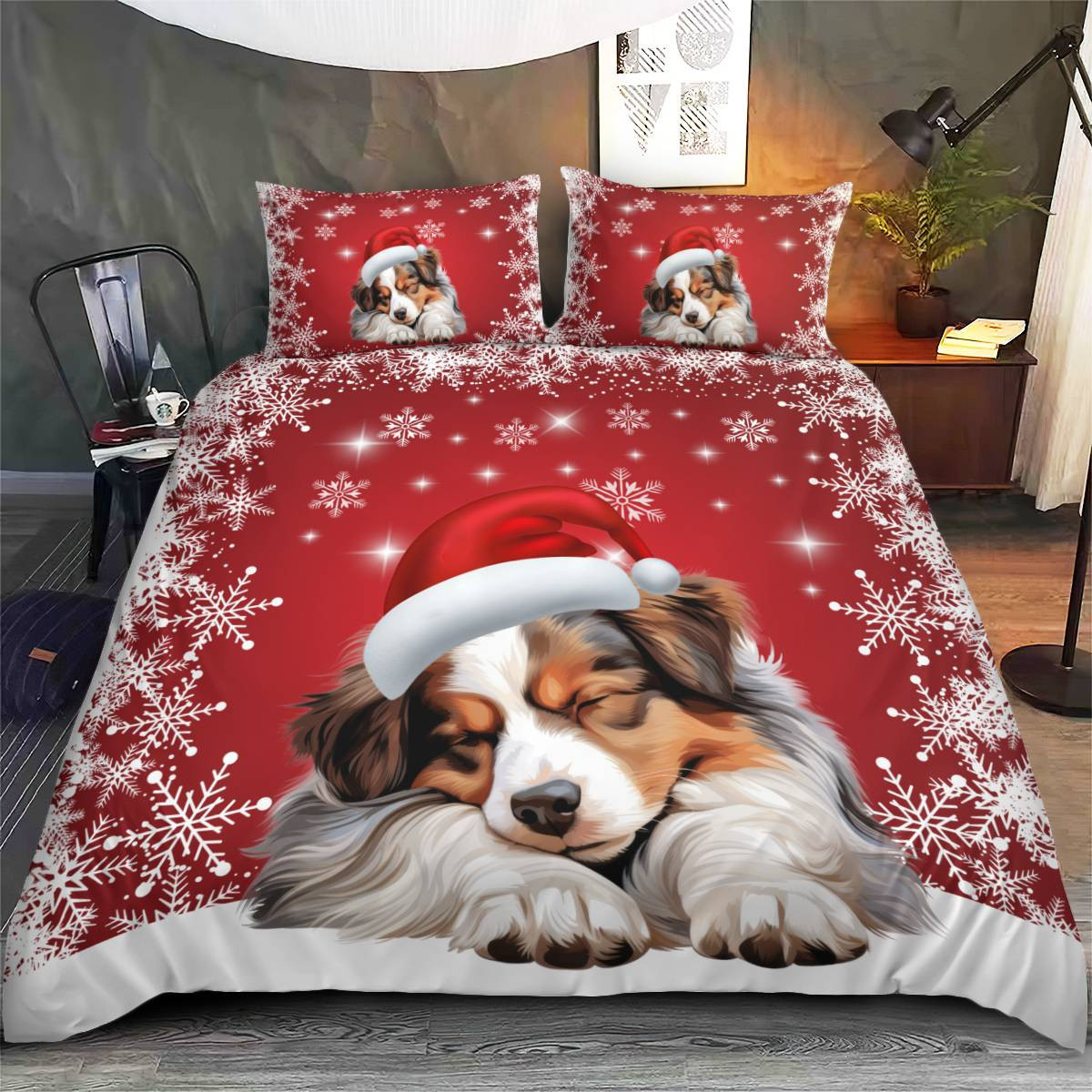 Premium Australian shepherd Christmas Bedding Set