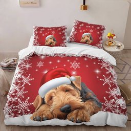 Premium Airedale terrier Christmas Bedding Set