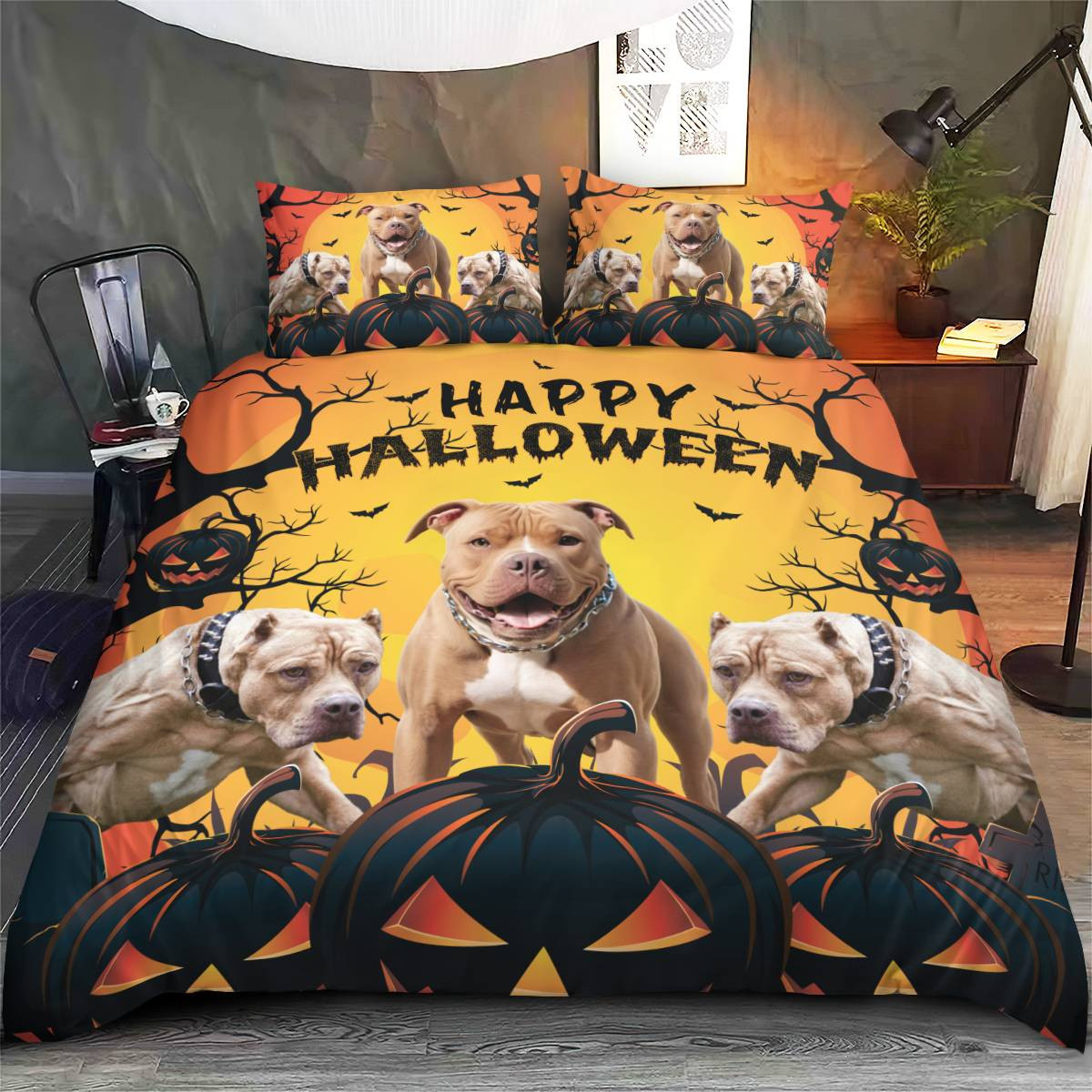 Halloween Pitbull  Bedding Set