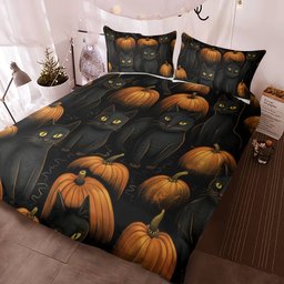 Black Cat Halloween Bedding Set