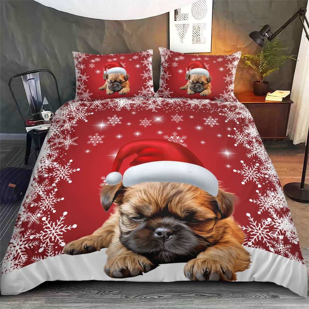 Premium Brussels griffon Christmas Bedding Set