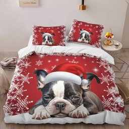 Premium Boston terrier Christmas Bedding Set