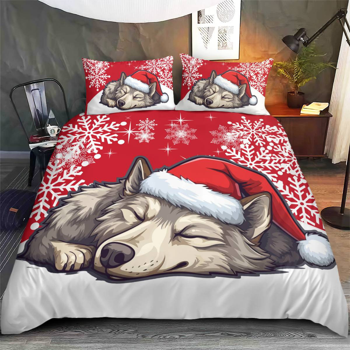 Premium Wolf Christmas Bedding Set