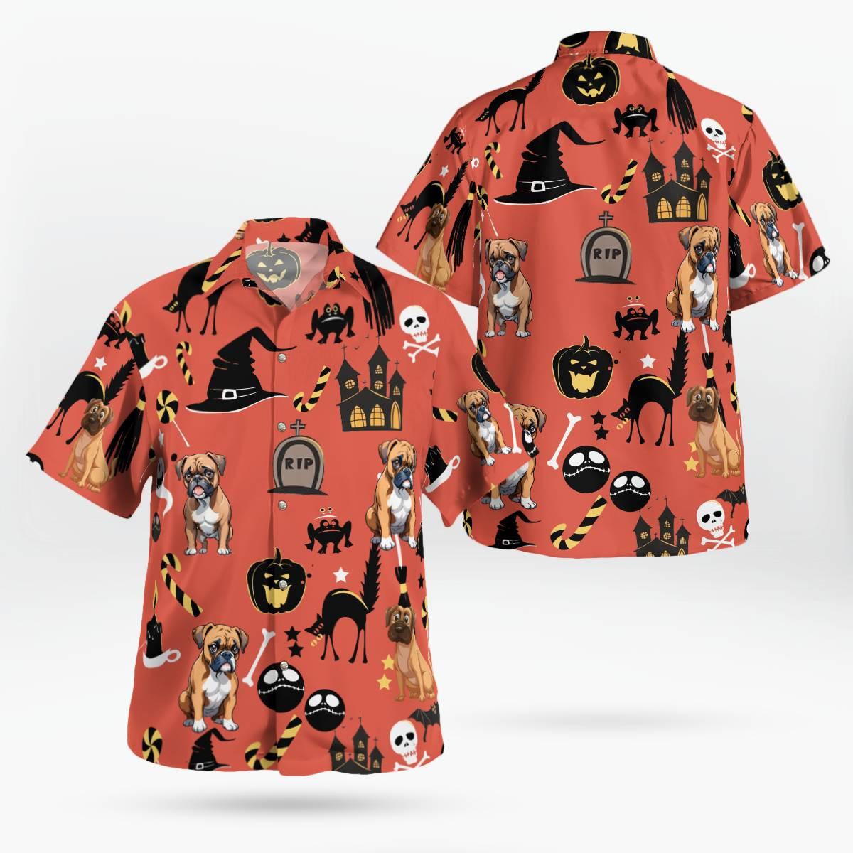 Boxer Halloween AOP Hawaii Shirt