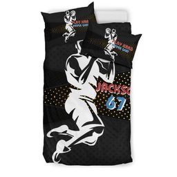 Personalized Basketball Duvet Cover Set, Basketball Play Hard Player Gift Idea Black Duvet Cover & Pillowcases, Custom Name Number Bedding Set