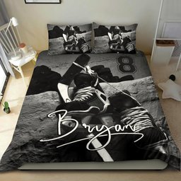 Personalized Hockey Duvet Cover Set, Hockey Vintage Player Gift Idea Black Duvet Cover & Pillowcases, Custom Name Number Bedding Set