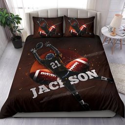 Personalized Football Duvet Cover Set, Football Ball Catching Player Gift Idea Duvet Cover & Pillowcases, Custom Name Number Bedding Set