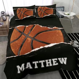 Personalized Baseball Duvet Cover Set, Baseball Torn Ball Player Gift Idea Black Duvet Cover & Pillowcases, Custom Name Number Bedding Set