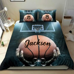Personalized Basketball Duvet Cover Set, Basketballs Ball Player Hand 3D Printed Gift Duvet Cover & Pillowcases, Custom Name Number Bedding Set