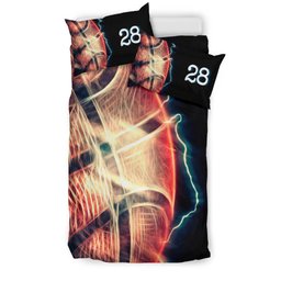 Personalized Basketball Duvet Cover Set, Basketballs Ball Thunder 3D Player Gift Duvet Cover & Pillowcases, Custom Name Number Bedding Set