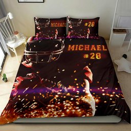 Personalized Football Duvet Cover Set, Football Player Gift Idea Winner Champion Duvet Cover & Pillowcases, Custom Name Number Bedding Set