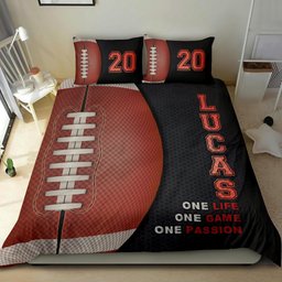 Personalized Football Duvet Cover Set, Football Ball Life Game Pasion Player Gift Duvet Cover & Pillowcases, Custom Name Number Bedding Set