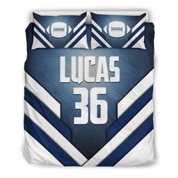 Personalized Football Duvet Cover Set, America Football Glowing Player Gift Idea Duvet Cover & Pillowcases, Custom Name Number Bedding Set