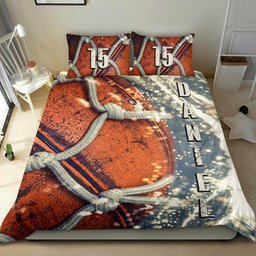 Personalized Basketball Duvet Cover Set, Basketball Ball 3D Print Player Gift Duvet Cover & Pillowcases, Custom Name Number Bedding Set
