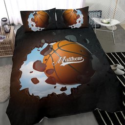 Personalized Basketball Duvet Cover Set, Basketball Ball 3D Printed Player Gift Duvet Cover & Pillowcases, Custom Name Number Bedding Set