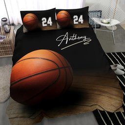 Personalized Basketball Duvet Cover Set, Basketball Ball 3D Printed Player Gift Idea Duvet Cover & Pillowcases, Custom Name Number Bedding Set