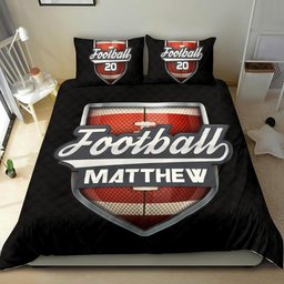 Personalized Football Duvet Cover Set, America Football Pattern Player Gift Black Duvet Cover & Pillowcases, Custom Name Number Bedding Set