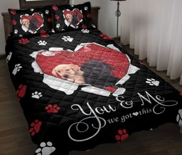 Labrador Retriever Quilt Bedding Set, Yellow Black Labrador Retriever Lab Dog Puppy Pearl Love Heart Quilt Blanket With Pillowcases, Duvet Cover Set
