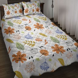 Thanksgiving Quilt Bedding Set, Happy Thanksgiving Autumn Leaves Quilt Blanket With Pillowcases, Duvet Cover Set, Autumn Gift