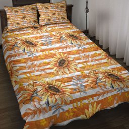 Quilt Bedding Set, Autumn Sunflower Berries Fall Harves Leaves Autumn Thanksgiving Holiday Quilt Blanket With Pillowcases, Duvet Cover Set, Autumn Gift