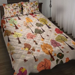 Quilt Bedding Set, Autumn Treeest Leaf Fall Maple Leaf Harves Leaves Autumn Thanksgiving Quilt Blanket With Pillowcases, Duvet Cover Set, Autumn Gift