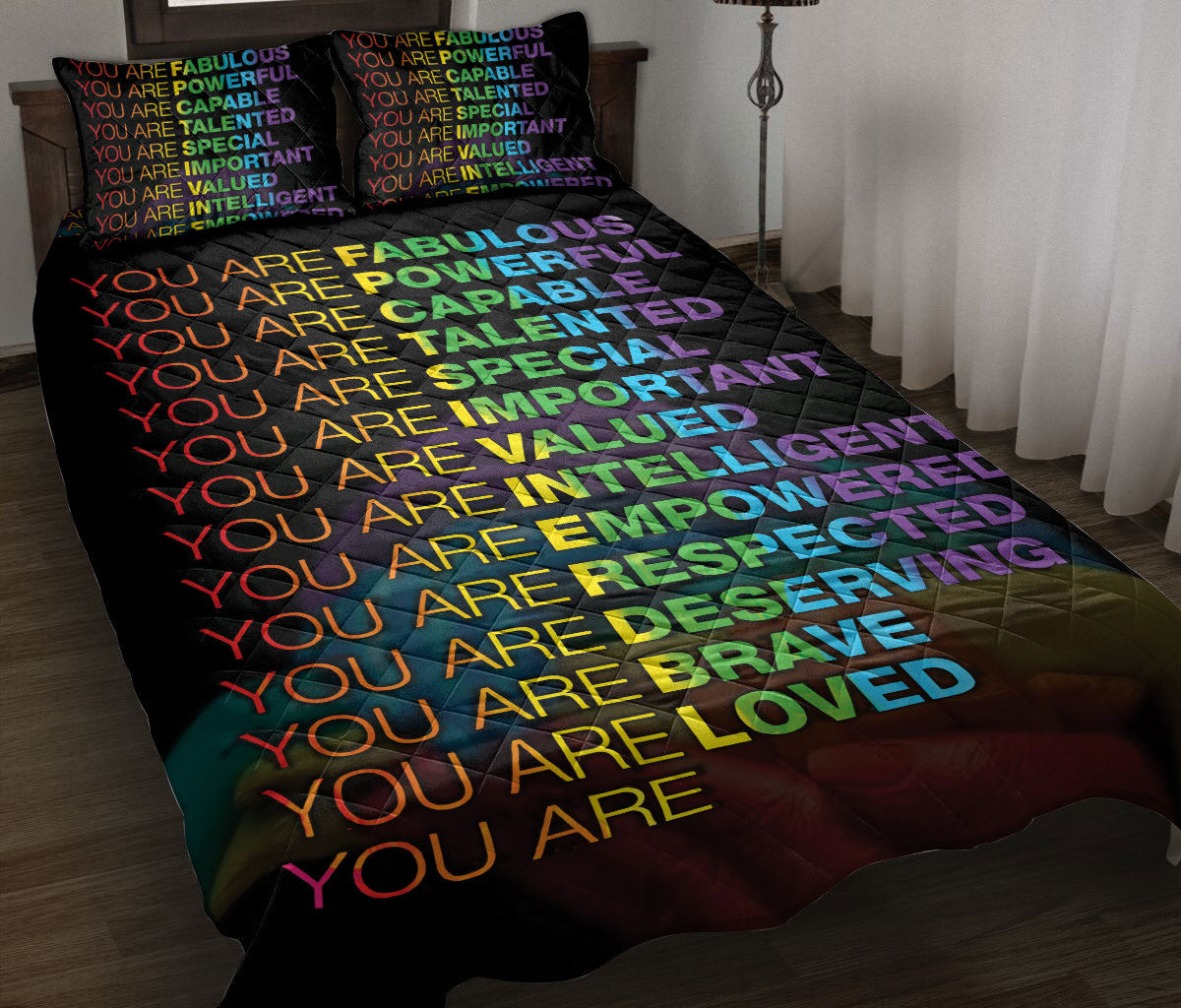 LGBT Quilt Bedding Set, Lgbtq Lgbt Heart Pride Rainbow Flag Love Wins Love Is Love Pride Month Quilt Blanket With Pillowcases, Duvet Cover Set