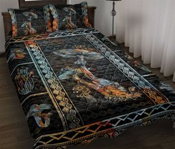 Mushroom Quilt Bedding Set, Patchwork Native M Ushroom Plant Black Quilt Blanket With Pillowcases, Duvet Cover Set
