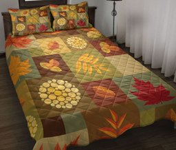 Quilt Bedding Set, Autumn Leaves Patchwork Maple Leaf Autumn Thanksgiving Autumn Harvest Leaves Quilt Blanket With Pillowcases, Duvet Cover Set, Autumn Gift