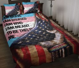 Quilt Bedding Set, America Us Transgender Pride Flag I Am Brave This Is Me Support Lgbt Quilt Blanket With Pillowcases, Duvet Cover Set