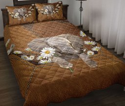 Elephant Quilt Bedding Set, Baby Elephant Daisy Flower Quilt Blanket With Pillowcases, Duvet Cover Set