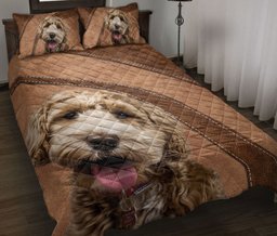 Goldendoodle Quilt Bedding Set, Goldendoodle Labradoodle Golden Doodle Dog Quilt Blanket With Pillowcases, Duvet Cover Set