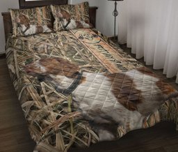 Hunting Quilt Bedding Set, Brittany Spaniel Hunting Dog Quilt Blanket With Pillowcases, Duvet Cover Set