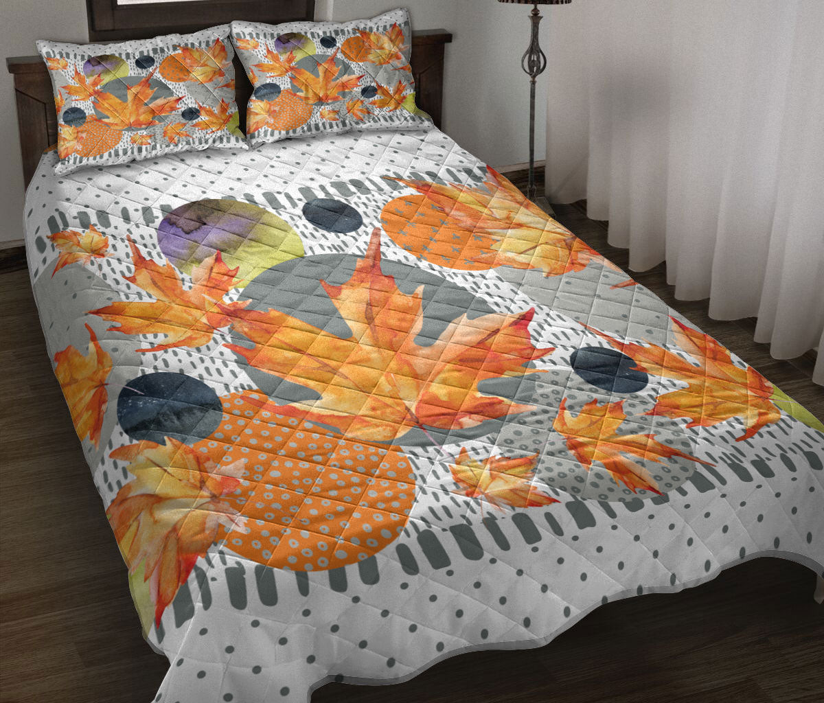 Quilt Bedding Set, Fall Maple Leaf Autumn Leaves Autumn Thanksgiving Autumn Harvest Leaves Quilt Blanket With Pillowcases, Duvet Cover Set, Autumn Gift