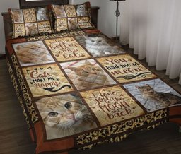Cat Quilt Bedding Set, Life Is Better With A Cat Cat Kitten Patchwork Quilt Blanket With Pillowcases, Duvet Cover Set