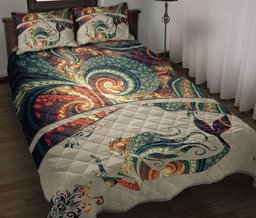 Mermaid Quilt Bedding Set, Mermaid Butterfly Mandala Flower Floral Bohemian Quilt Blanket With Pillowcases, Duvet Cover Set