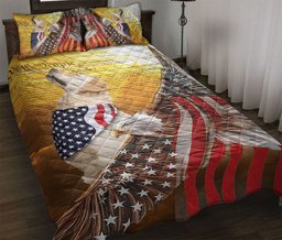 Golden Retriever Quilt Bedding Set, Golden Retriever Patriotic Dog American Eagle Us Flag We The People Quilt Blanket With Pillowcases, Duvet Cover Set