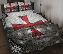 Knights Templar Quilt Bedding Set, Knights Templar Armor Shield Quilt Blanket With Pillowcases, Duvet Cover Set