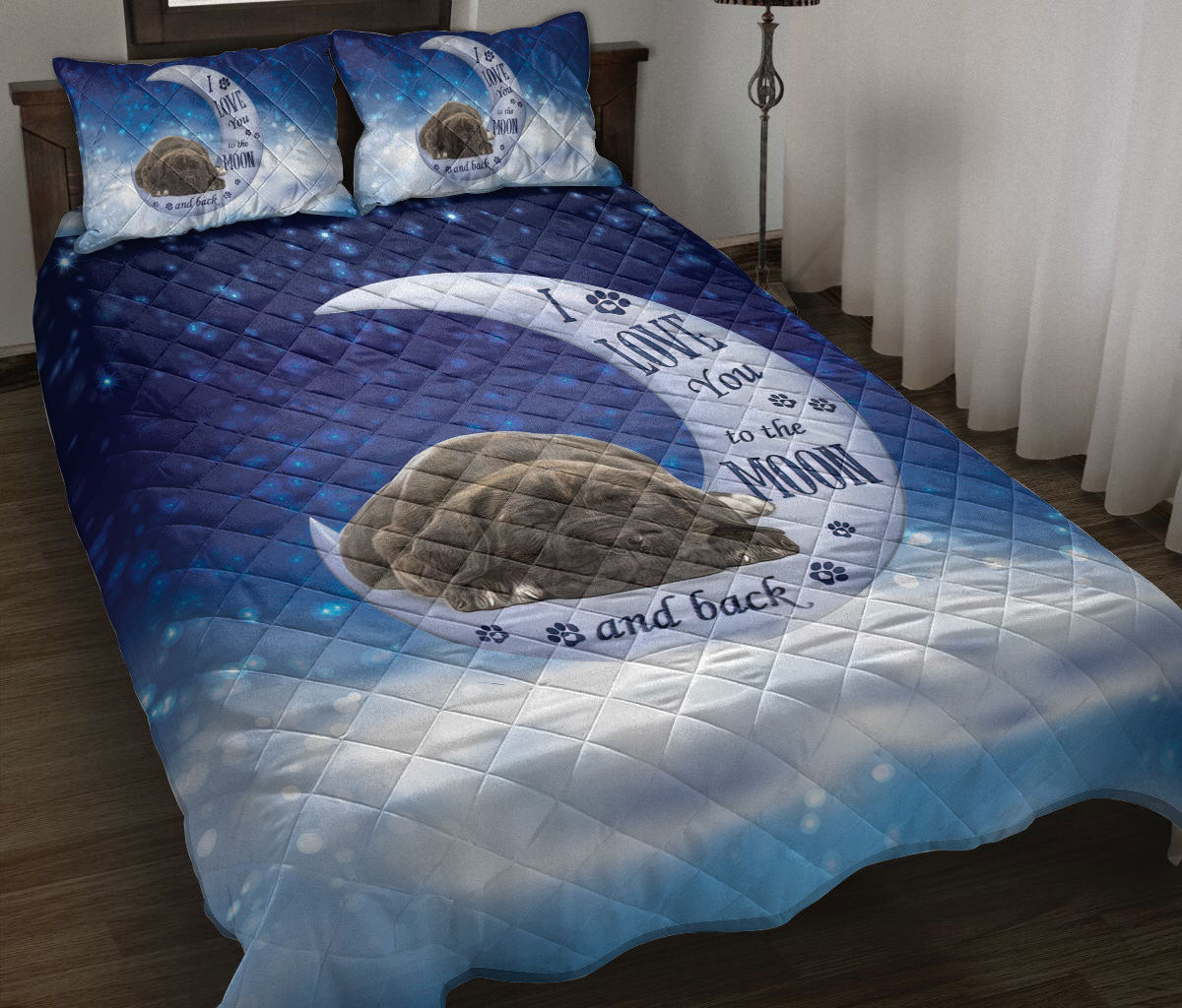 Cane Corso Quilt Bedding Set, Cane Corso Dog I Love You To The Moon And Back Dog Puppy Quilt Blanket With Pillowcases, Duvet Cover Set