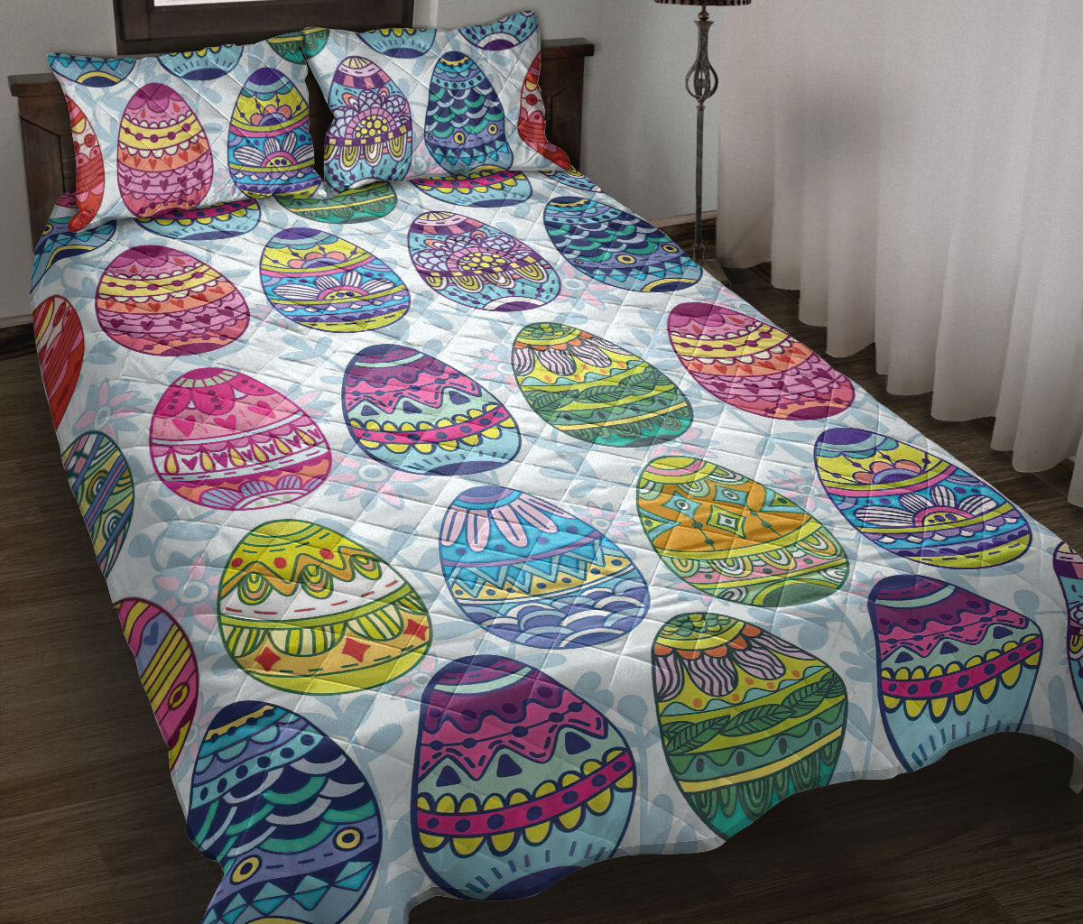 Easter Quilt Bedding Set, Flower Sugar Egg Seasonal Holiday Farm Quilt Blanket With Pillowcases, Duvet Cover Set