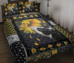 Cattle Quilt Bedding Set, Dairy Cow Cattle Sunflower Yellow Floral Patchwork Quilt Blanket With Pillowcases, Duvet Cover Set